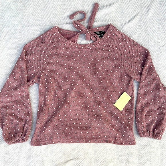 Flower and feather tie sweater - Picture 1 of 4